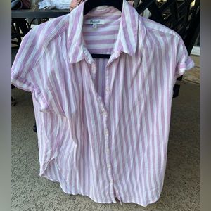 Pink and White Stripe Madewell Button Up - Size M